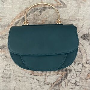 Melie Bianco Teal Handbag with Gold Handle